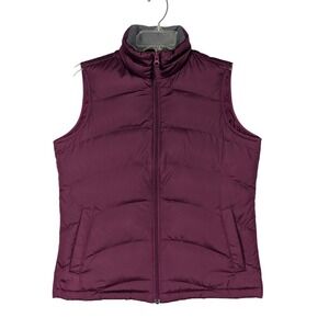 Lands' End Down Puffer Vest Women's XS Purple Full Zip Sleeveless‎ Lightweight
